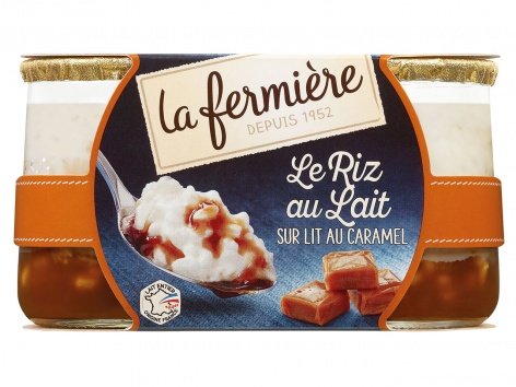Riz au lait sur lit au caramel