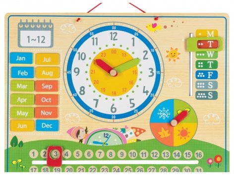 Ordinateur, emploi du temps ou calendrier horloge en bois