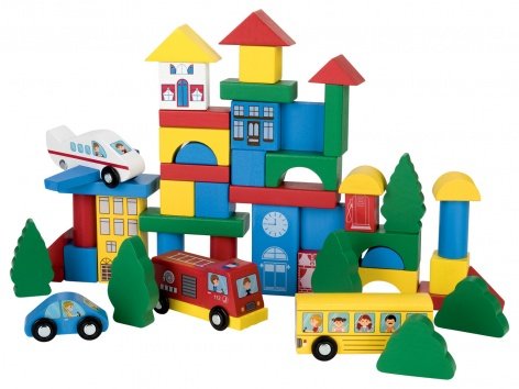 Jeu ou blocs de construction en bois