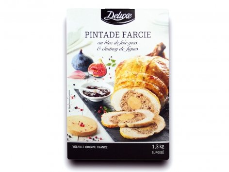 Pintade farcie au bloc de foie gras et chutney de figues