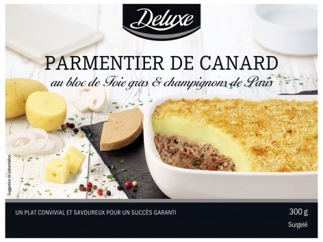 Parmentier de canard au bloc de foie gras et champignons de Paris