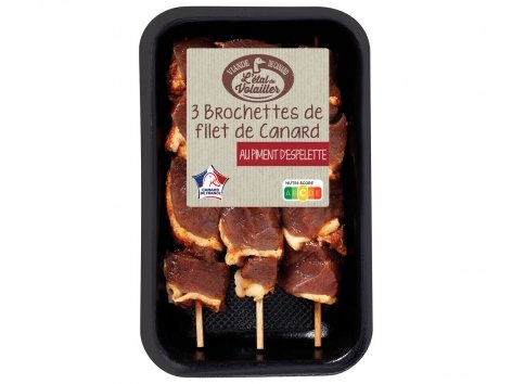 3 brochettes de filet de canard