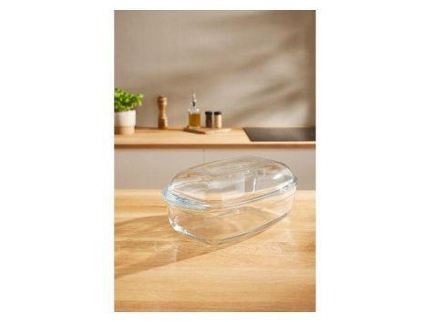 Plat à four en verre avec couvercle