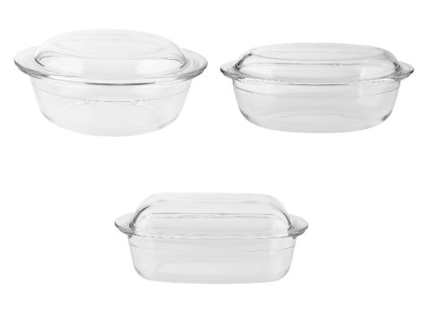 Plat à four en verre avec couvercle