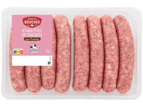 8 saucisses de Toulouse aux 3 poivres