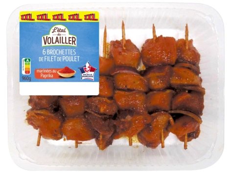 6 brochettes de filet de poulet marinées au paprika