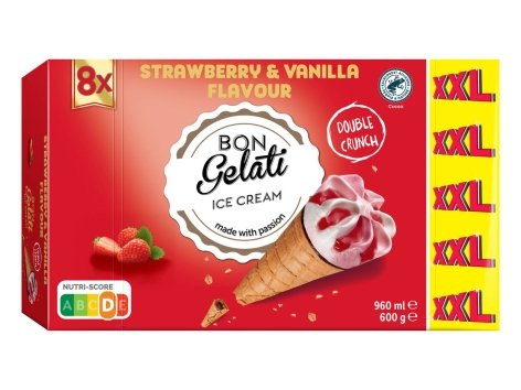 8 cônes saveur vanille fraise