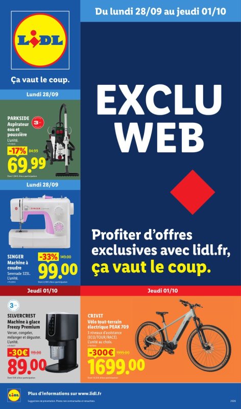 Les Exclus Web de la semaine - Offres valables à partir du lun. 28 septembre 2026