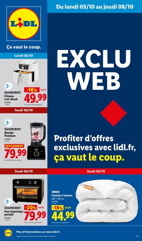 Les Exclus Web de la semaine - Offres valables à partir du lun. 05 octobre 2026