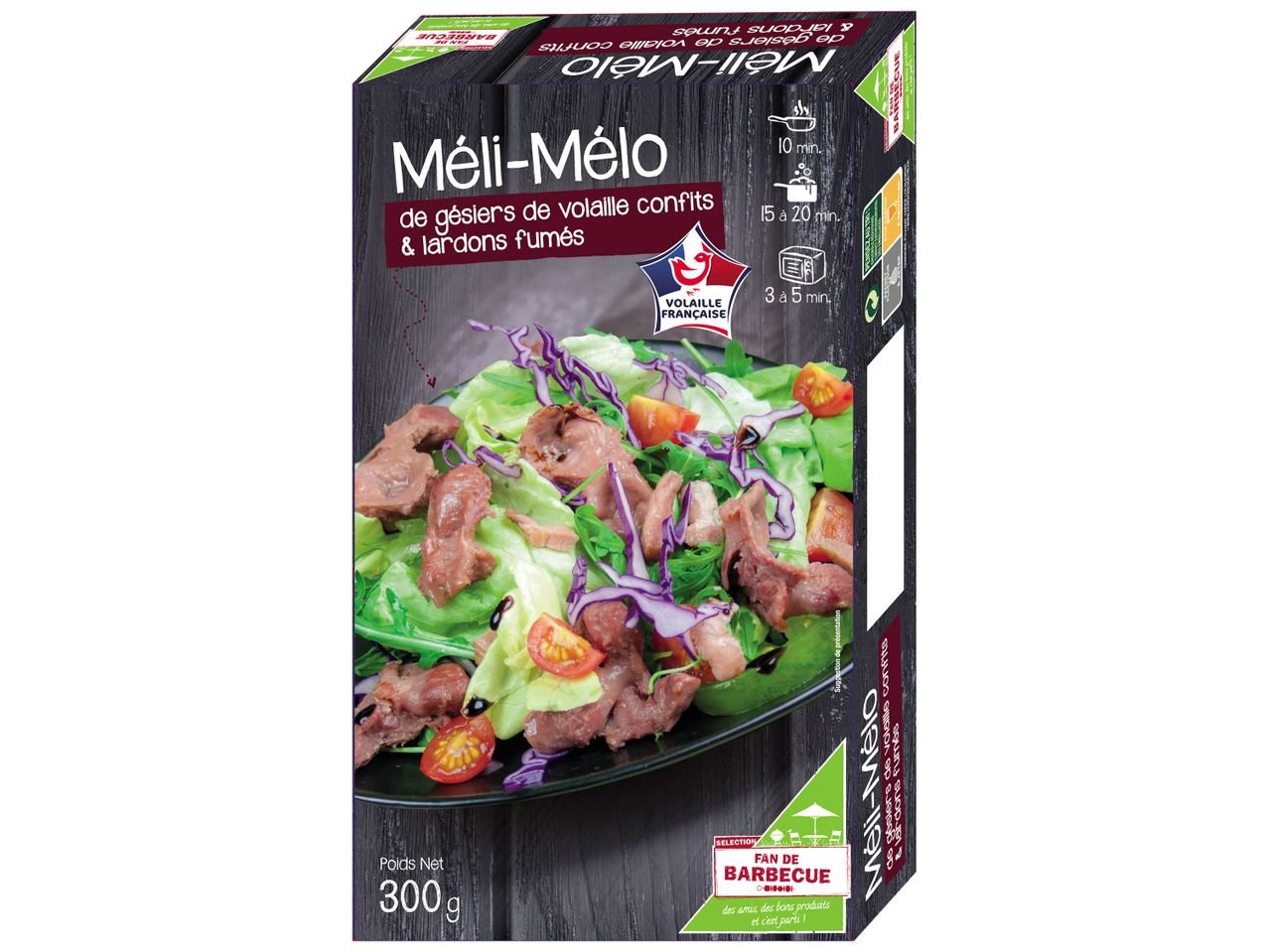 Méli-mélo de gésiers de volailles confits et lardons fumés