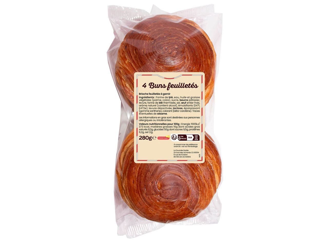 4 buns feuilletés