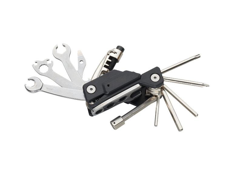 Outil multifonction pour vélo ou sacoche de selle avec outils ou mini-pompe à manomètre