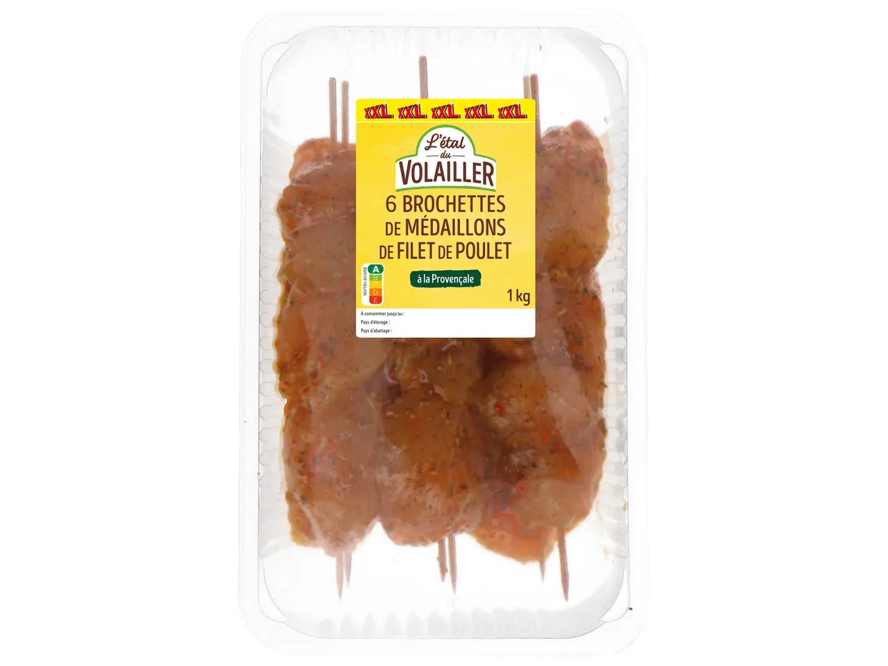 Brochettes de médaillons de filet de poulet