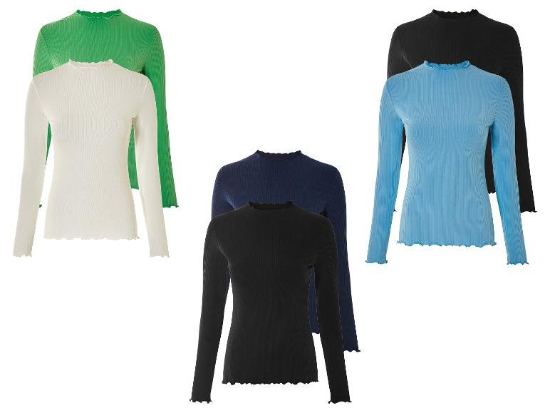 Lot de 2 t-shirts à manches longues côtelés femme