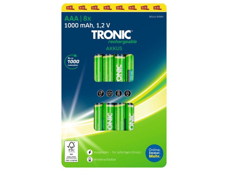Piles AA ou AAA Accu Ni-MH Ready 2 Use, 1,2 V, 8 pièces