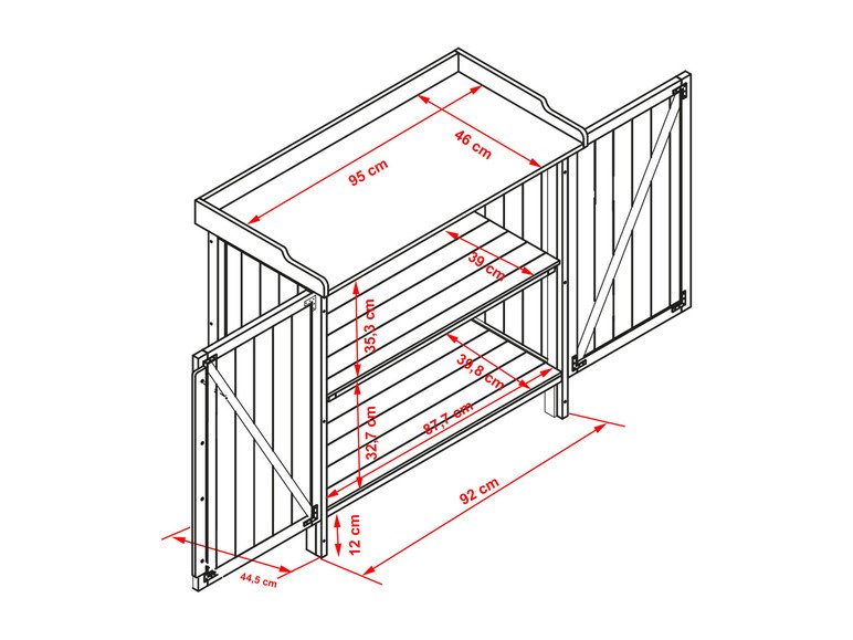 Table de jardin avec meuble bas, 98 x 48 x 95 cm