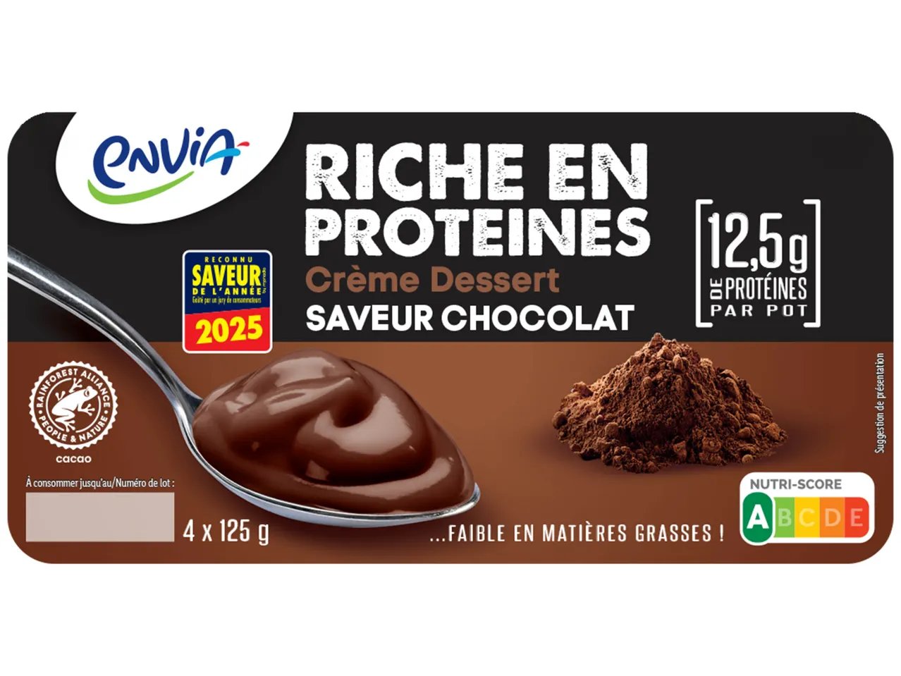 Crème dessert riche en protéines chocolat