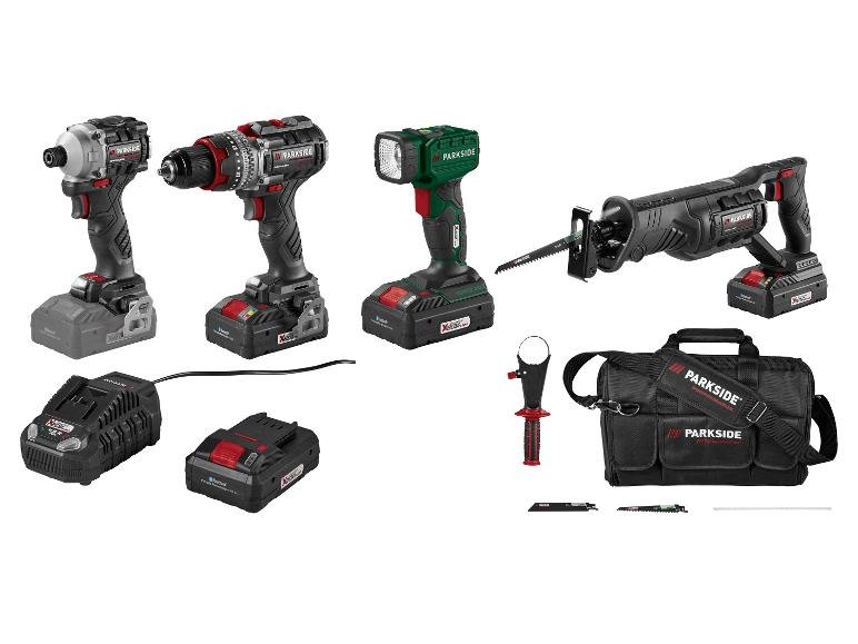 Set combiné d’outils sans fil + 2 batteries + chargeur, 20 V