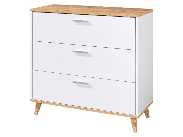 Commode Corfu, 80 x 75,3 x 33 cm, blanc/imitation chêne