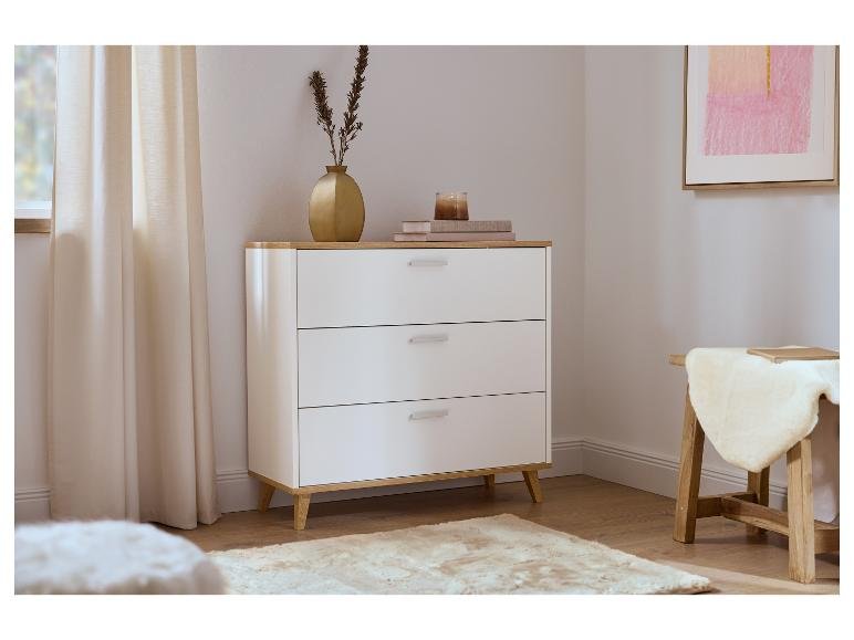 Commode Corfu, 80 x 75,3 x 33 cm, blanc/imitation chêne