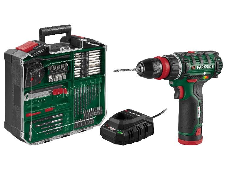 Set perceuse-visseuse sans fil et 75 accessoires + 2 batteries + chargeur, 12 V