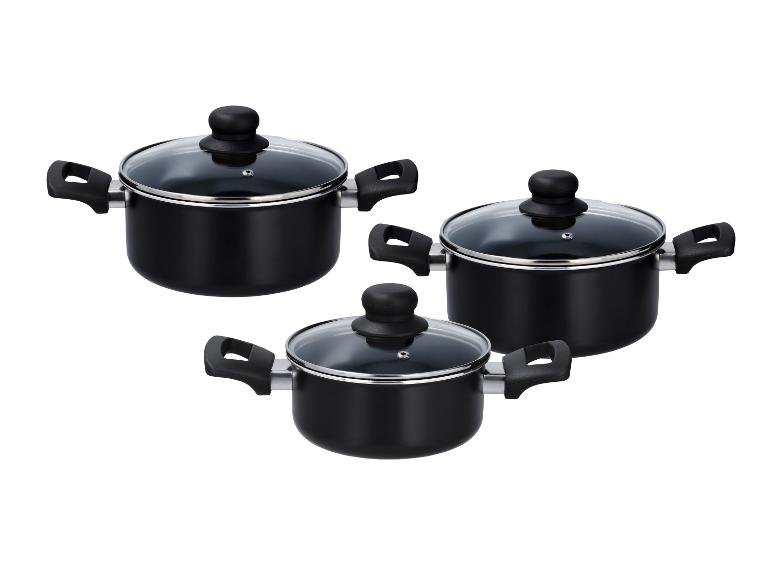 Set de faitouts en aluminium avec couvercles, 3 pièces