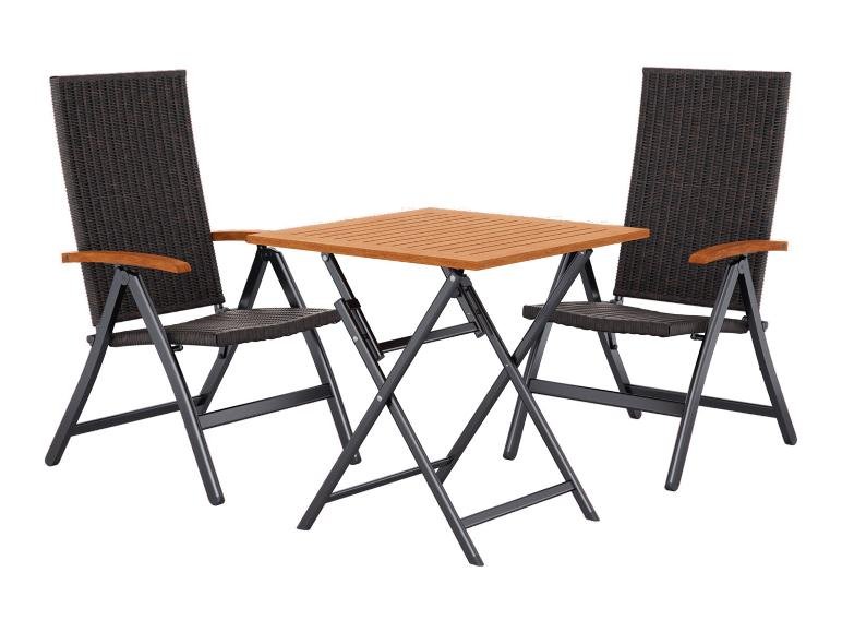 Table de jardin + Lot de 2 fauteuils pliants Valencia