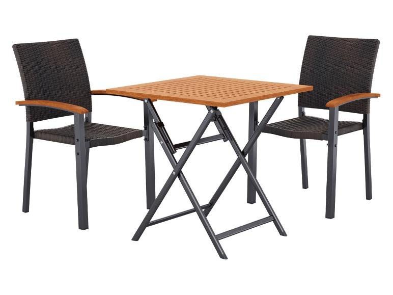 Table de jardin + Lot de 2 fauteuils en résine tressée Valencia