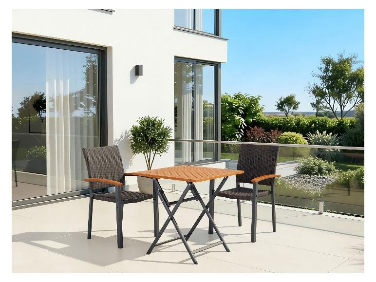 Table de jardin + Lot de 2 fauteuils en résine tressée Valencia
