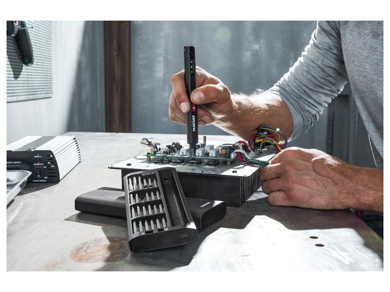 Set de tournevis de précision sans fil 4 V, PPEPS 3 A1, avec boîte de charge et de rangement