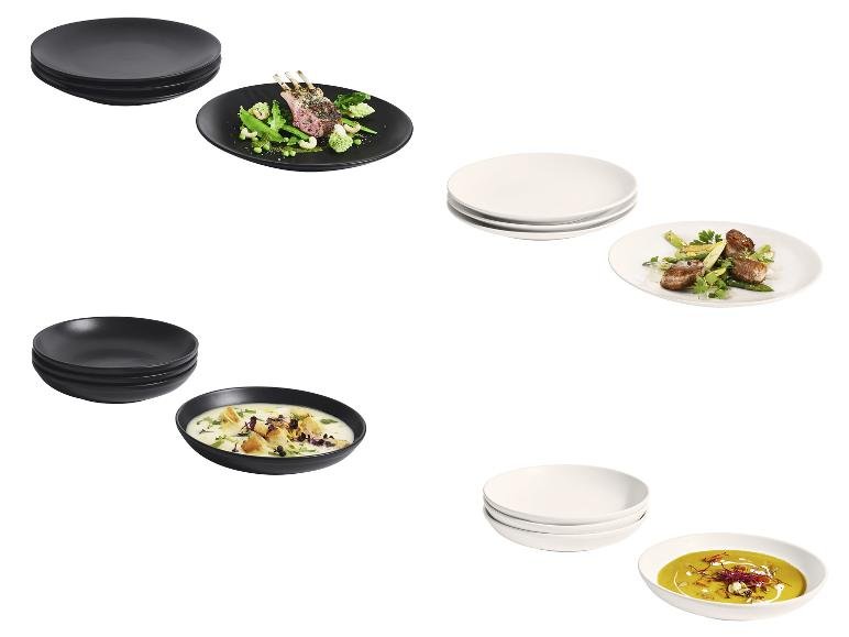 Set d'assiettes plates ou creuses en porcelaine, 4 pièces