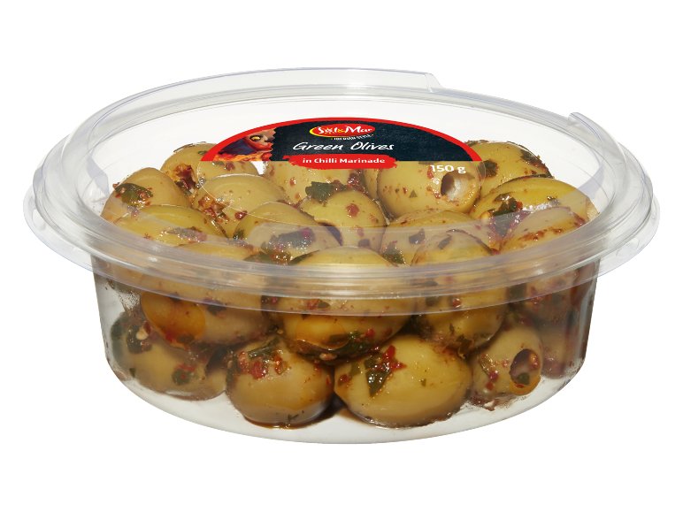 Olives vertes marinées au piment