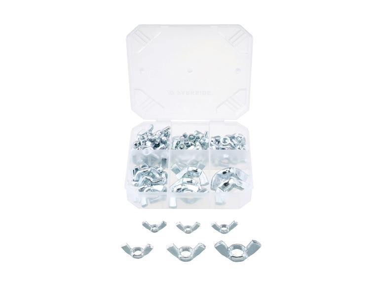Assortiment d'écrous à oreilles ou de vis sans tête ou de goupilles fendues ou de clous