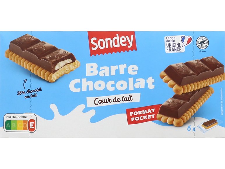 Barre chocolat fourrée lait