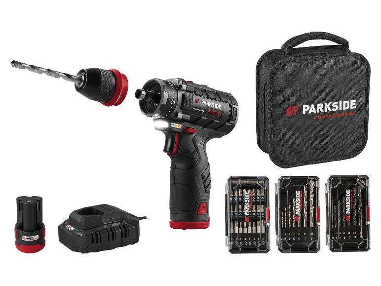 Kit de démarrage perceuse-visseuse sans fil 12 V « PBSPA 12 E4 », avec batteries et chargeur.