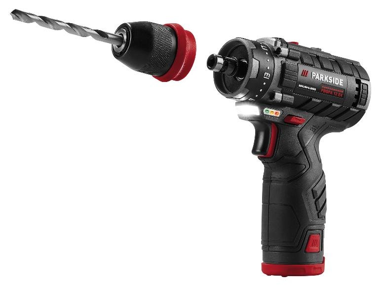 Kit de démarrage perceuse-visseuse sans fil 12 V « PBSPA 12 E4 », avec batteries et chargeur.