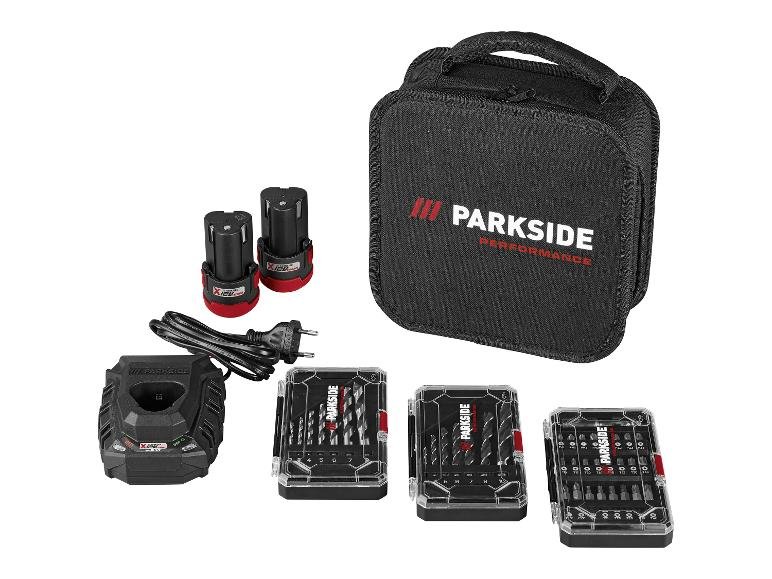 Kit de démarrage perceuse-visseuse sans fil 12 V « PBSPA 12 E4 », avec batteries et chargeur.