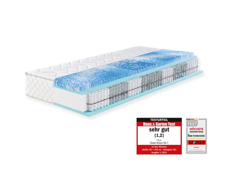 Matelas à ressorts ensachés Sweet Dream XXL, 7 zones, avec surmatelas