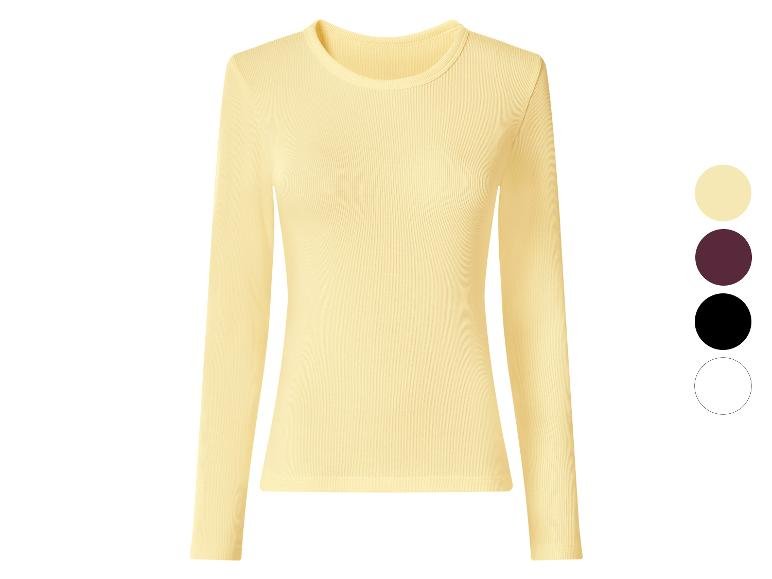 T-shirt côtelé à manches longues femme