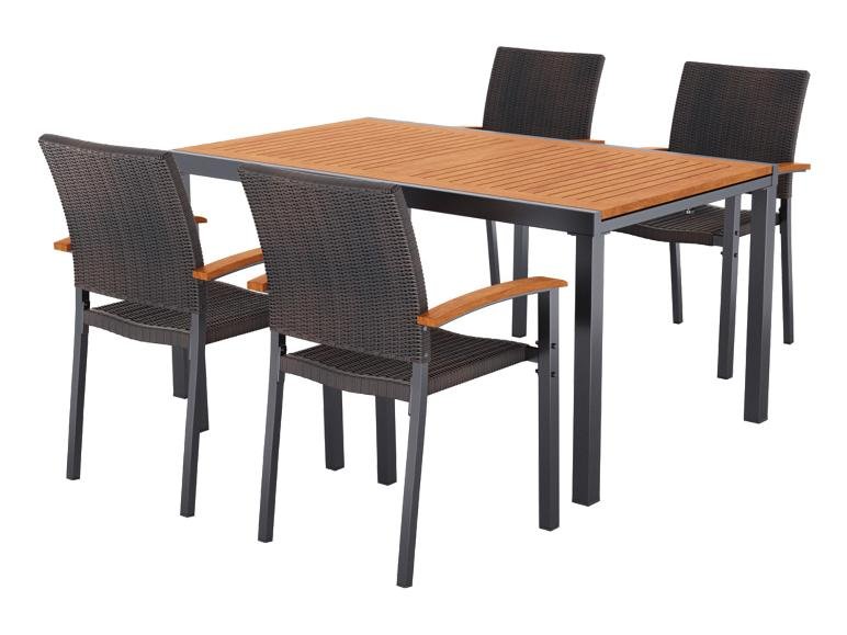 Table de jardin + Lot de 4 fauteuils Valencia