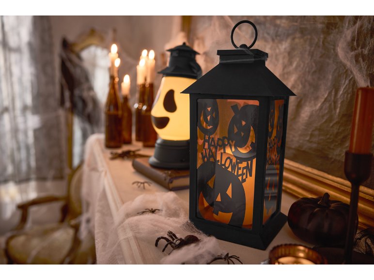 Lanterne d'Halloween LED, avec effet clignotant.