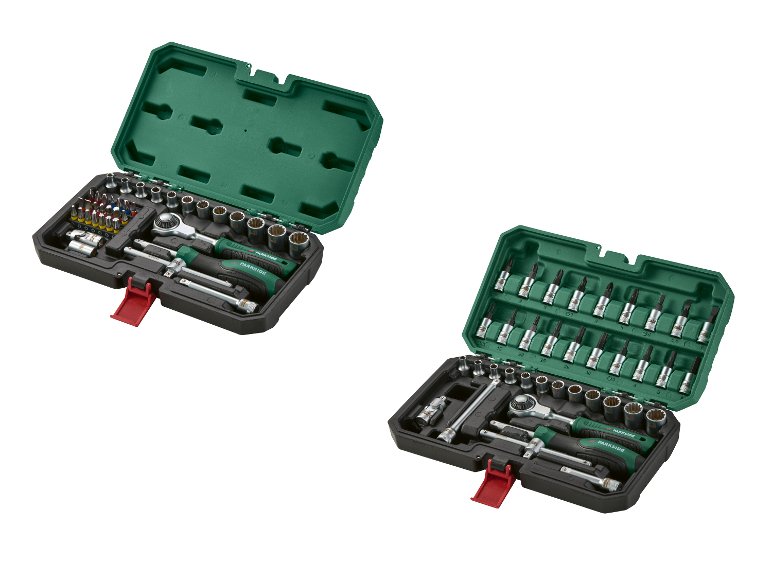 Coffret de clés à douilles avec cliquet à tête orientable