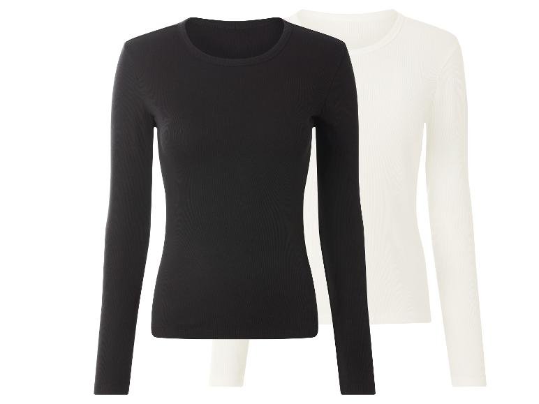 T-shirts à manches longues côtelés pour femmes, lot de 2