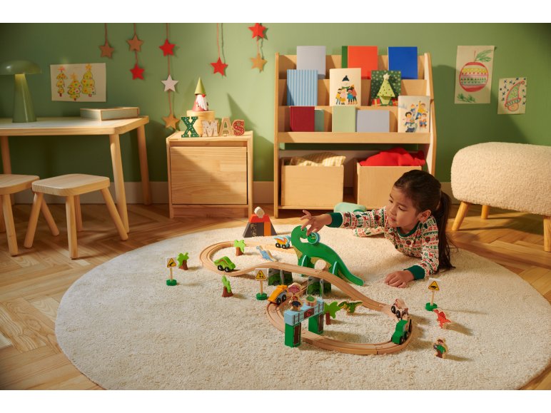 Set de chemin de fer en bois : Ferme ou Dinosaures