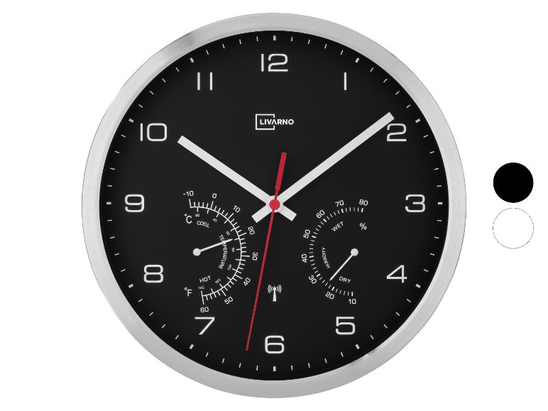 Horloge murale radio-pilotée, Ø 25 cm.