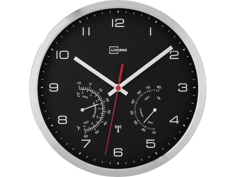 Horloge murale radio-pilotée, Ø 25 cm.