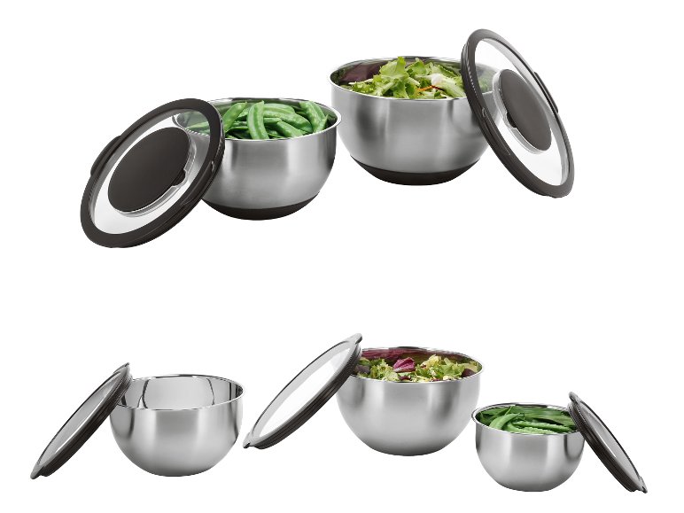 Set de 2 ou 3 bols mélangeurs Premium en acier inoxydable