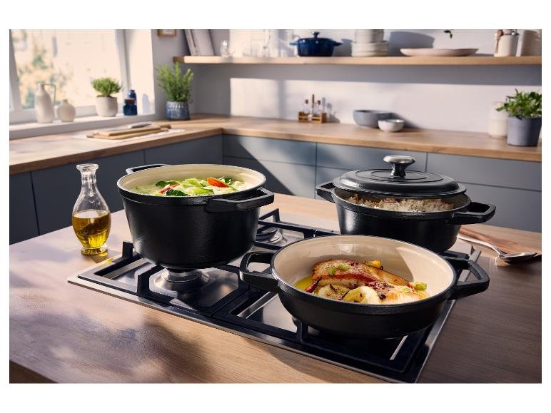 Set de récipients de cuisson en fonte Premium, 1,9 L / 2,9 L / 4,2 L