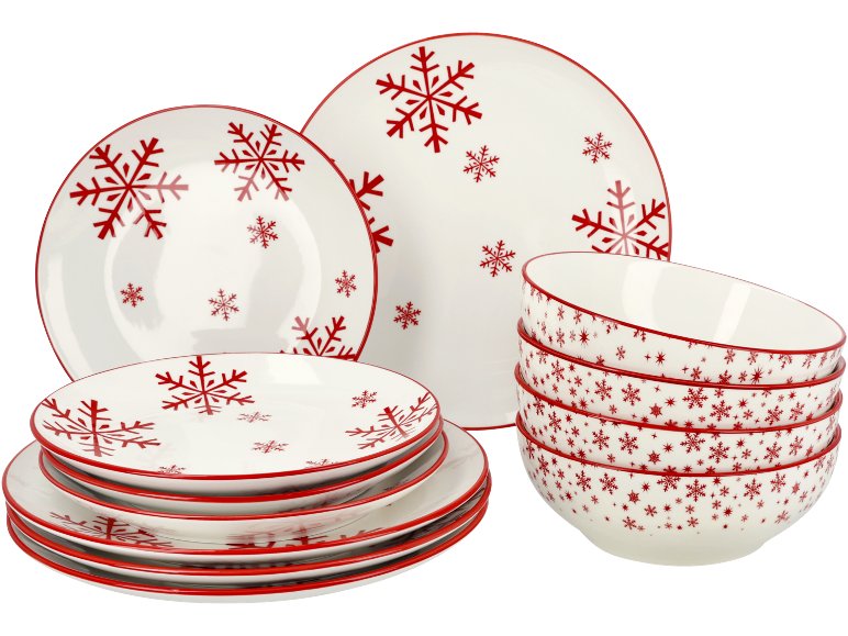 Service de vaisselle Noël en porcelaine, 12 pièces