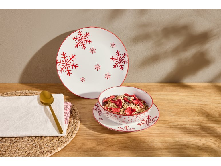 Service de vaisselle Noël en porcelaine, 12 pièces